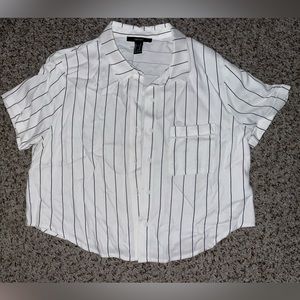 Striped forever 21 collared crop top